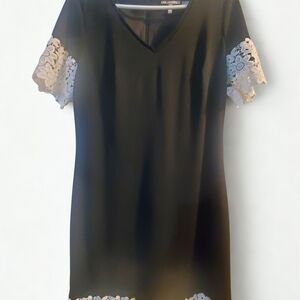 Karl Lagerfeld Black Dress with White Lace Accents